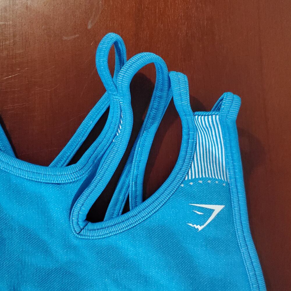 Gymshark Womens Ultra Seamless Ribbed Longline Sports Bralette Size XS Turquoise - Picture 4 of 7